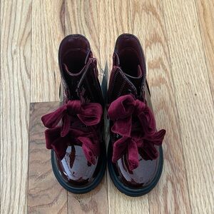 Cat & Jack Estes Shimmer Combat Boots - Burgundy